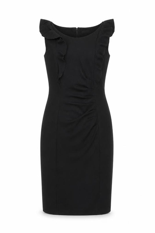 Front view of Oasis women’s black tank dress, size UK 8