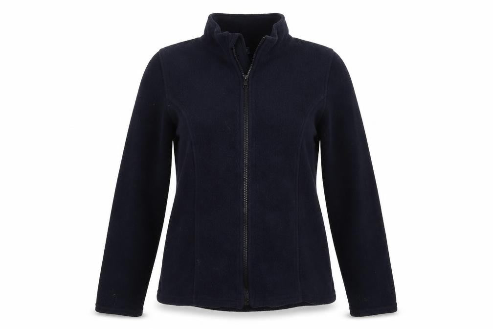 Front view of New Look women’s blue full zip jumper, size S