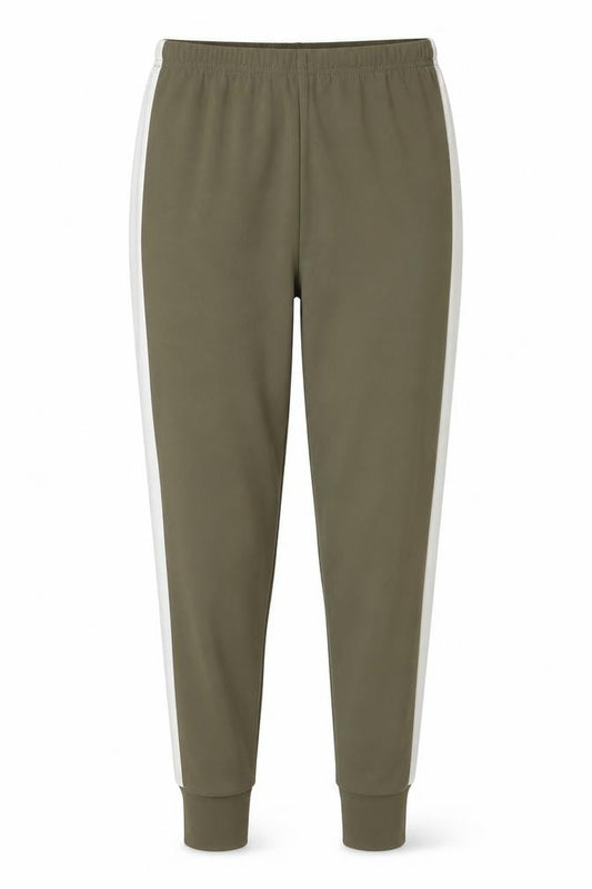 Front view of PRETTYLITTLETHING women’s green jogger trousers, size UK 8, 27-inch leg