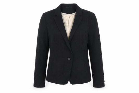 Front view of Marks & Spencer women’s black jacket suit jacket, size UK 12
