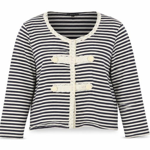 Papaya Womens White Striped  Cardigan Jumper Size 16