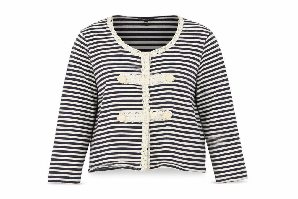 Papaya Womens White Striped  Cardigan Jumper Size 16