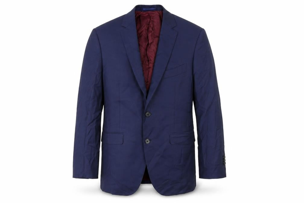 Front view of Vitale Barberies Canonico men’s blue jacket suit jacket, size 36