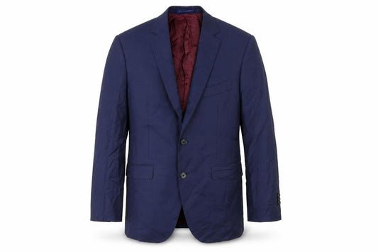 Front view of Vitale Barberies Canonico men’s blue jacket suit jacket, size 36