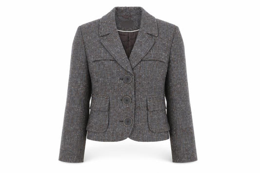 Front view of Next women’s grey jacket, size UK 10