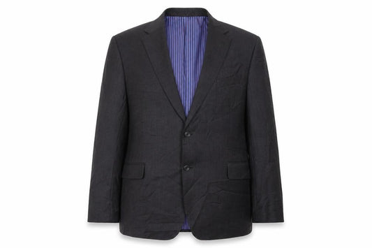 Front view of sartorial men’s grey jacket, size XL