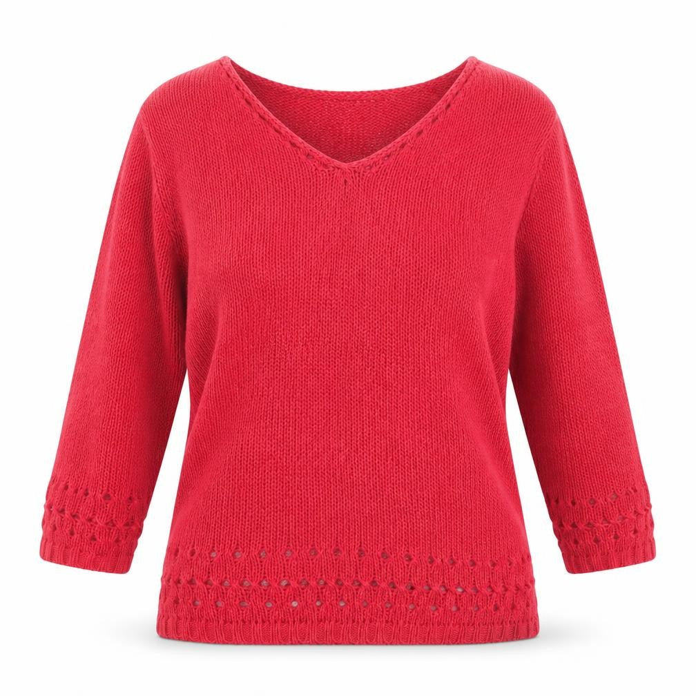 Front view of Avenue women’s red knit jumper, size M