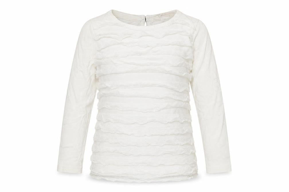 Front view of H&M girls’ white jersey basic t-shirt, size 3-4, years