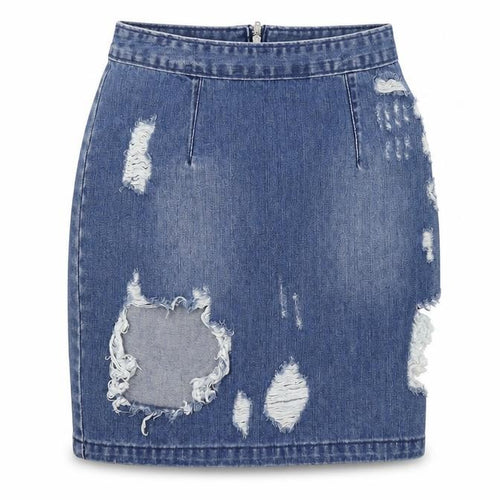 Missguided Womens Blue  Denim A-Line Skirt Size 8  - Distressed