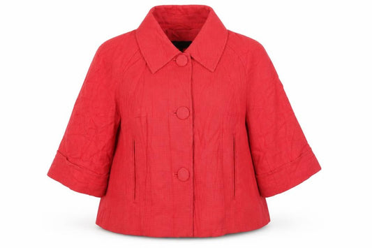 Front view of Next women’s red jacket, size UK 16