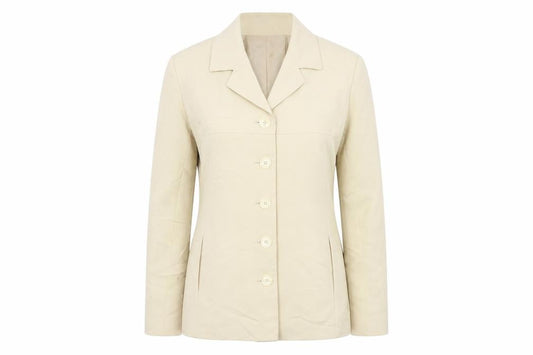 Front view of Oasis women’s beige jacket, size UK 10