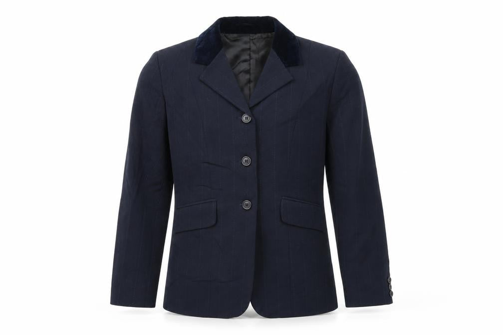 Front view of Phoenix men’s blue striped jacket suit jacket, size S