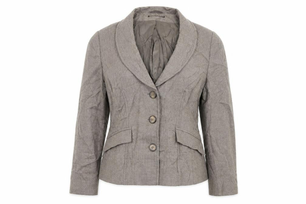 Front view of ALEX & CO women’s brown jacket blazer, size UK 14