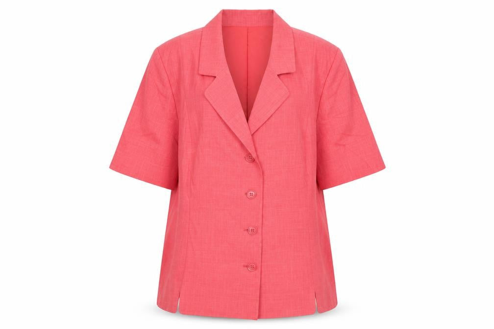 Front view of BHS women’s pink overcoat coat, size UK 20