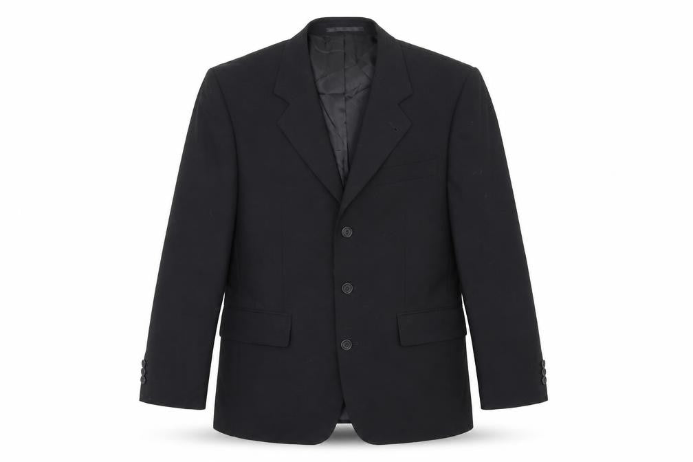 Front view of George men’s black jacket suit jacket, size 38