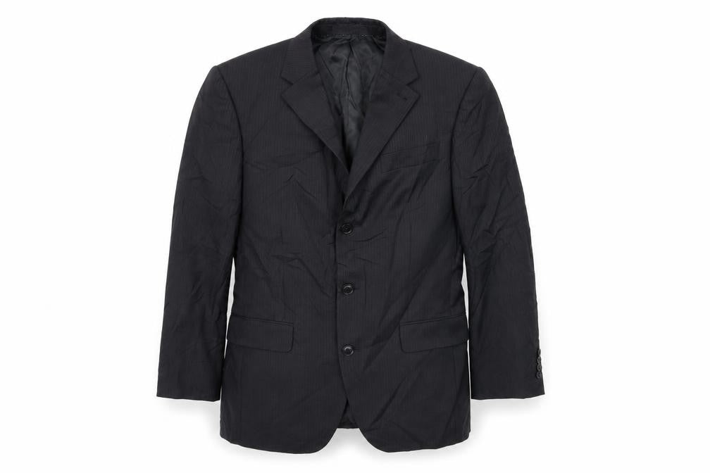 Front view of Next men’s black striped jacket suit jacket, size 38