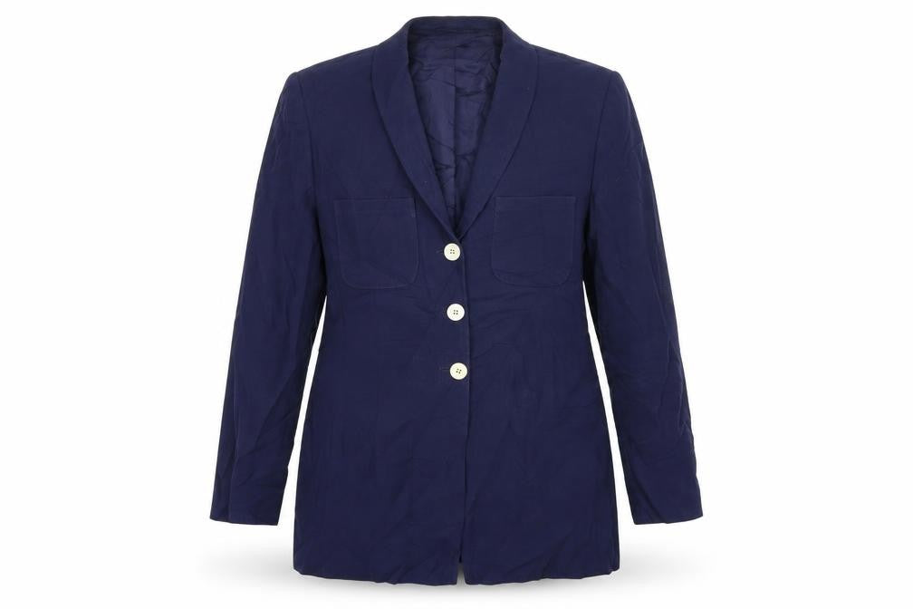 Front view of Apriori women’s blue jacket blazer, size UK 12