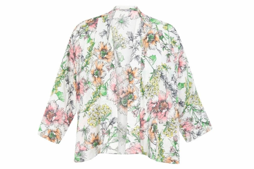 Dorothy Perkins Womens White Floral  Kimono  Size 8