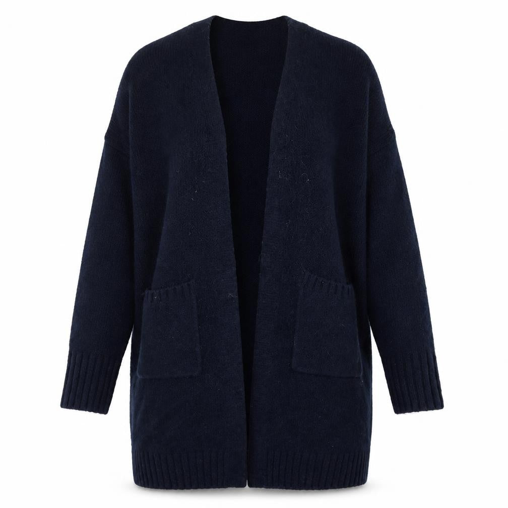 Front view of Marks & Spencer women’s blue knit cape jumper, size M