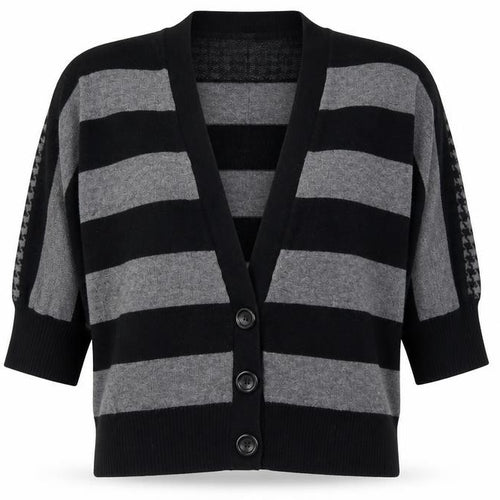 Collection Womens Black Striped Knit Cardigan Jumper Size M