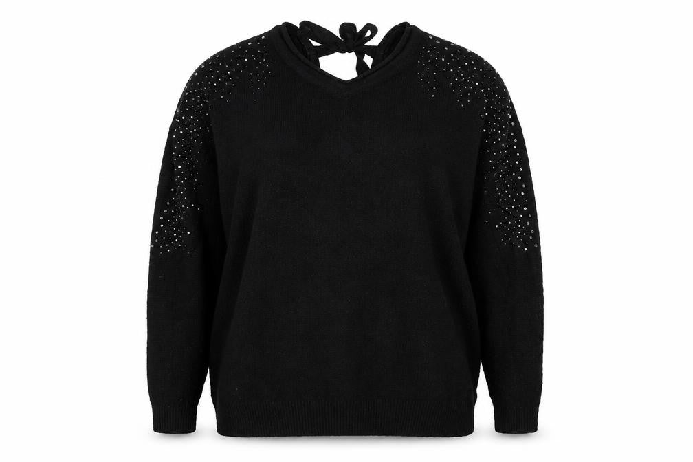 Front view of Marks & Spencer women’s black knit jumper, size M
