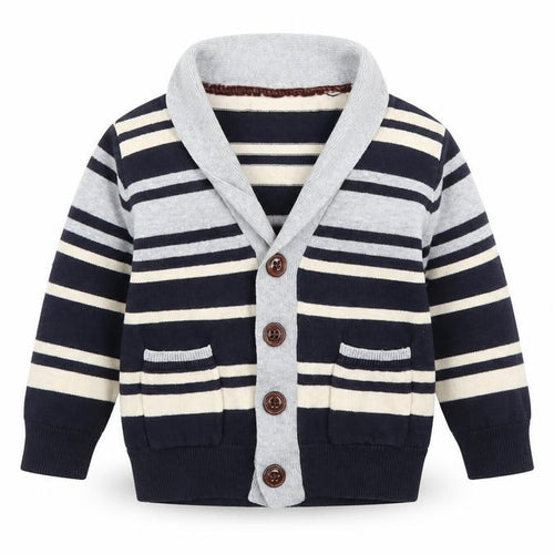 Rebel Boys Blue Striped Knit Cardigan Jumper Size 24 Months