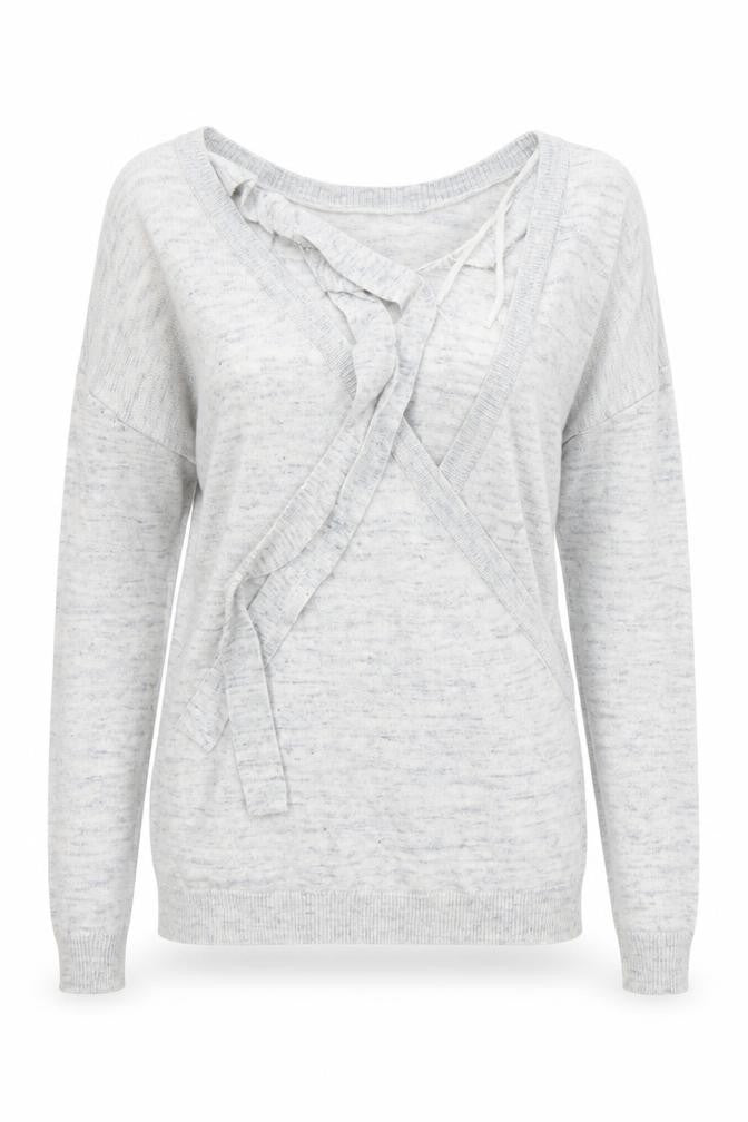 Front view of Next women’s grey knit jumper, size UK 8