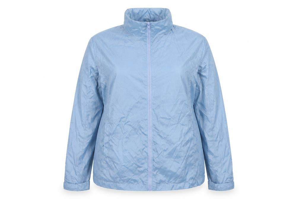 Front view of NEUVILLE women’s blue jacket, size UK 18