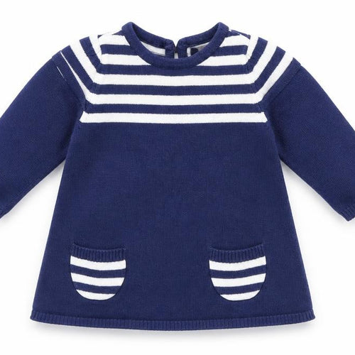 TU Girls Blue Striped  A-Line  Size 3-6 Months