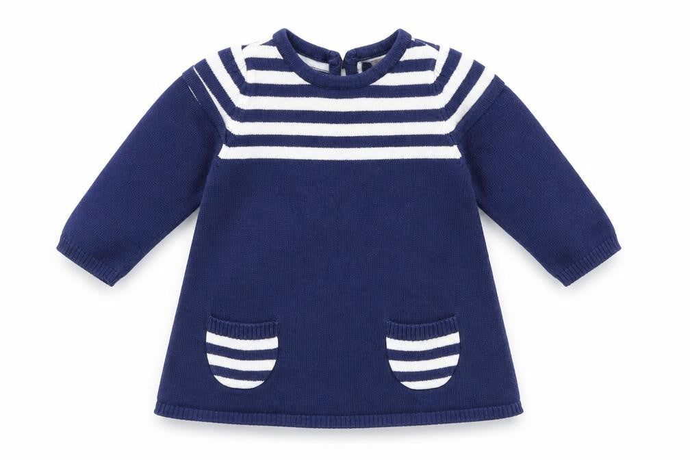 TU Girls Blue Striped  A-Line  Size 3-6 Months