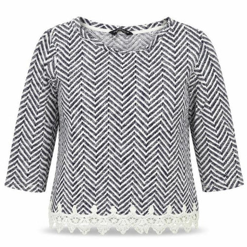 Dorothy Perkins Womens Blue Geometric  Pullover Jumper Size 12  - LACE HEM