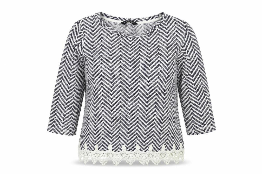 Dorothy Perkins Womens Blue Geometric  Pullover Jumper Size 12  - LACE HEM