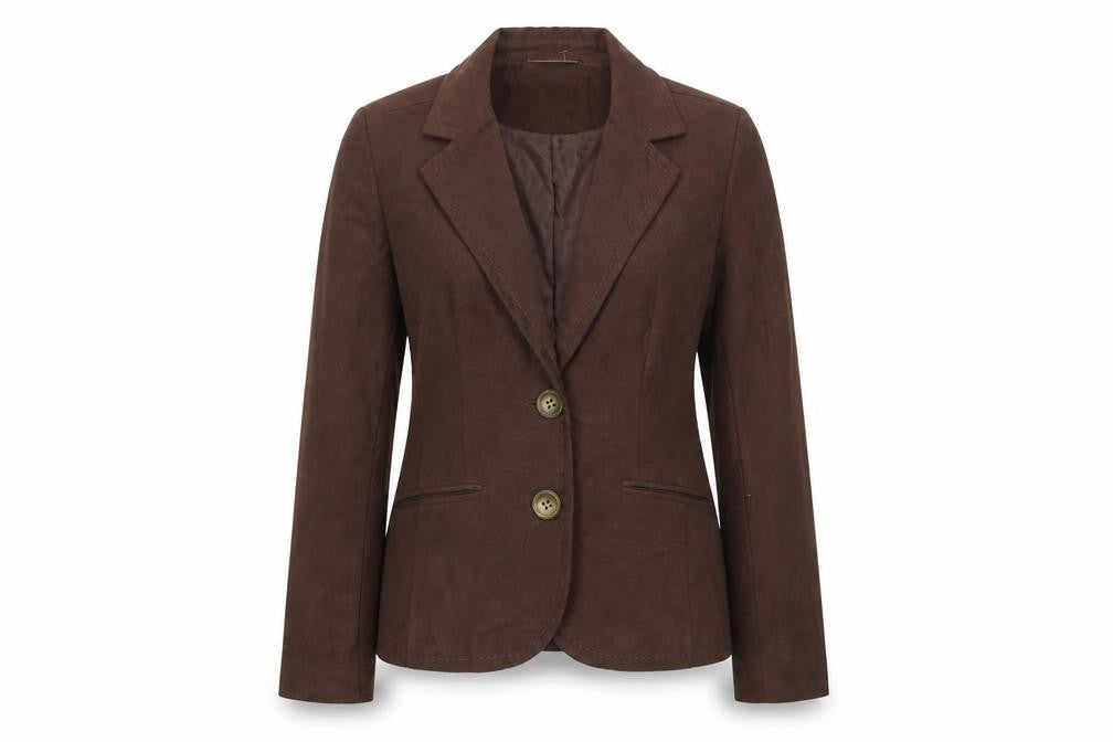 Front view of Studio Works women’s brown jacket blazer, size UK 10