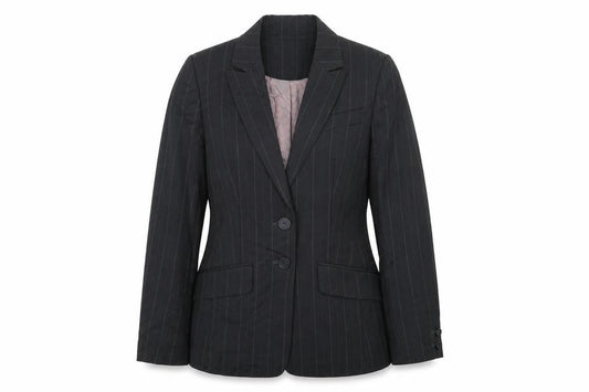 Front view of Next women’s black striped jacket blazer, size UK 8