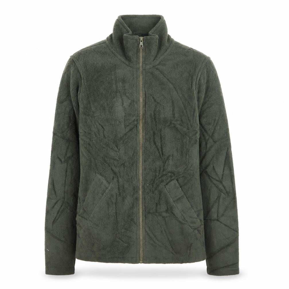 Front view of psi women’s green full zip jumper, size UK 8