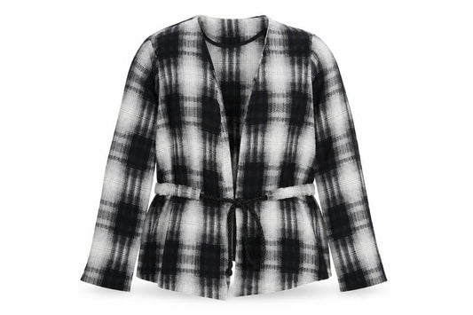 Front view of ASOS women’s multicoloured check jacket blazer, size UK 16