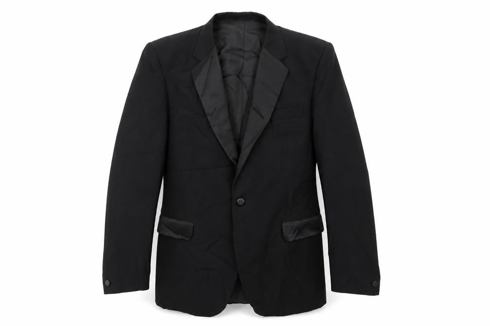 Front view of Preworn men’s black jacket blazer, size 42