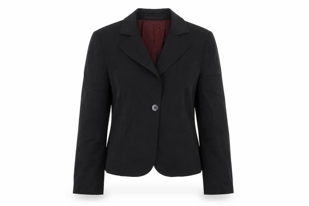 Front view of Per Una women’s black jacket blazer, size UK 12