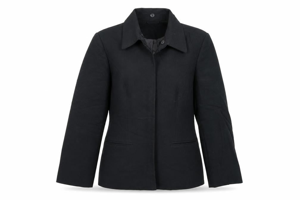 Front view of Berkertex women’s black jacket blazer, size UK 10