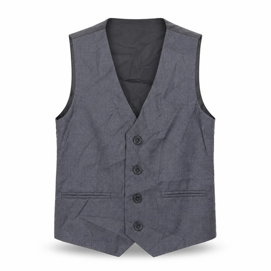 Front view of VivaKi boys’ grey jacket waistcoat, size 5, years