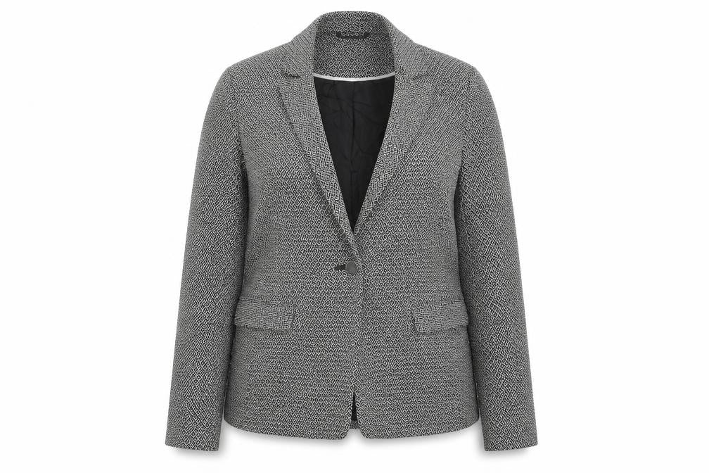 Front view of Tu women’s black geometric jacket suit jacket, size UK 14