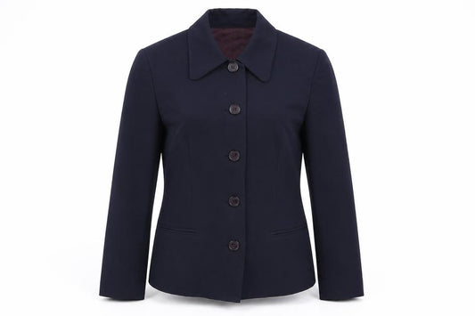 Front view of Oasis women’s blue jacket suit jacket, size UK 10