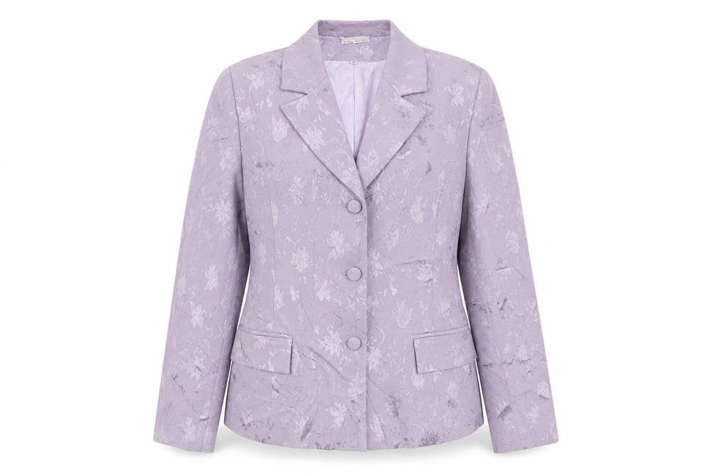 Preworn Womens Purple Floral  Jacket Suit Jacket Size 10