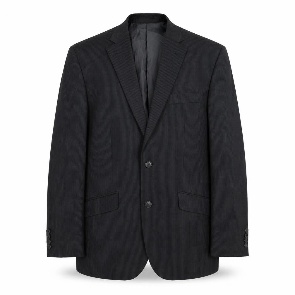 Front view of Marks & Spencer men’s black striped jacket suit jacket, size 38