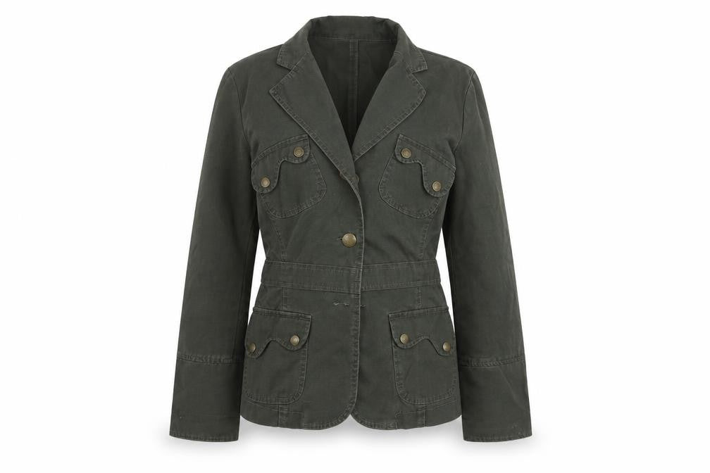 Front view of Select women’s green jacket, size UK 10