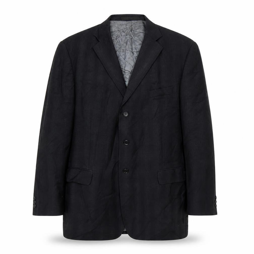 Front view of Marks & Spencer men’s black check jacket suit jacket, size 46