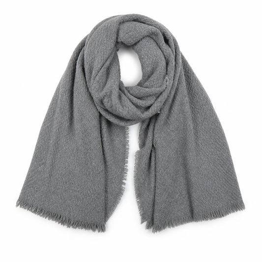 Front view of Preworn unisex grey shawl/wrap