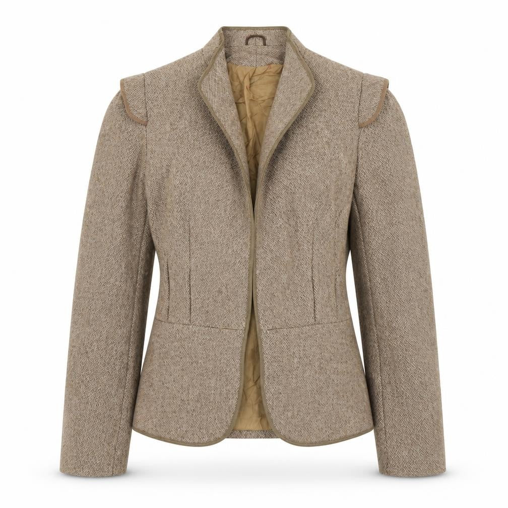 Preworn Womens Brown Herringbone  Cardigan Jumper Size S
