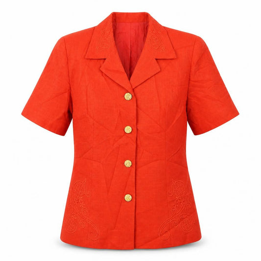 Front view of Bellino women’s red jacket blazer, size UK 14