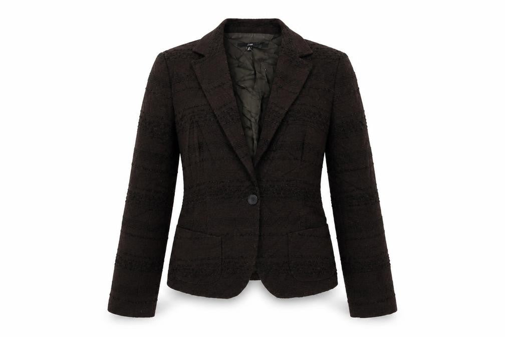 Front view of Zara women’s brown jacket blazer, size UK 6